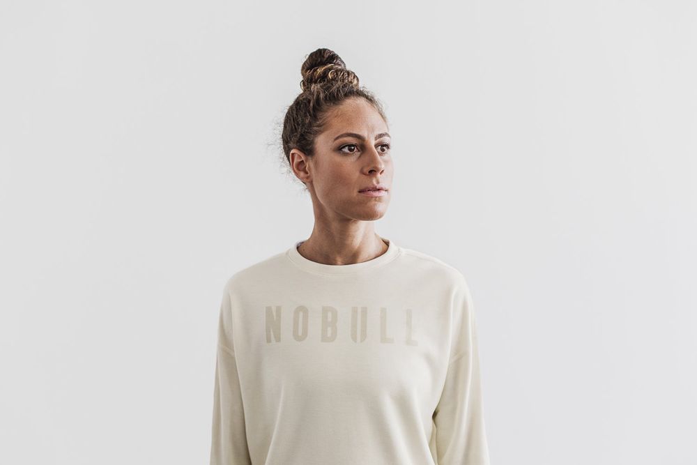 NOBULL Dukserice Ženske - Nobull Crew Bijele Ivory (670398-TBJ)